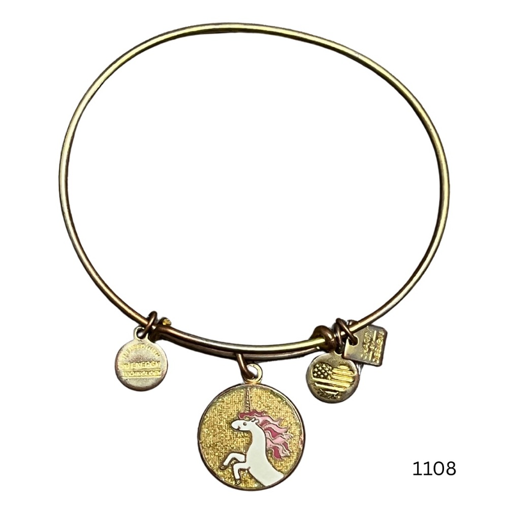 1108 Alex and Ani Gold Unicorn Charm Bracelet